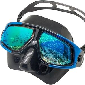 Farsighted Hyperopia Scuba Diving Mask with Tempered Glass Lenses Blue +6.0